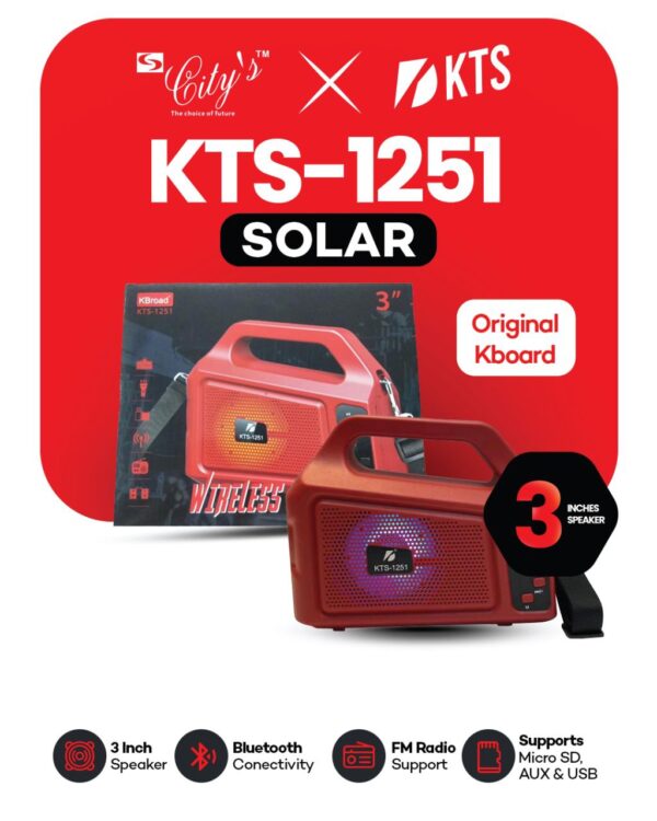 KTS 1251 Portable Solar Rechargeable Wireless Bluetooth Speaker